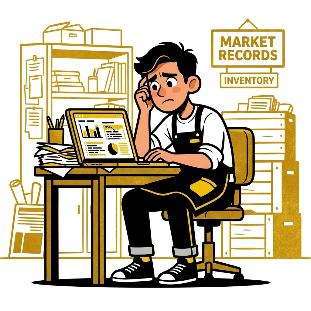 Frustrated business owner at laptop